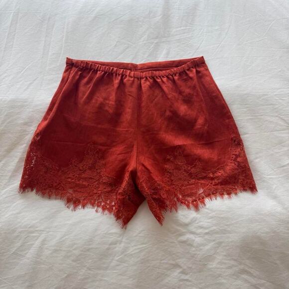 Reformation Pants - Reformation red lace linen shorts